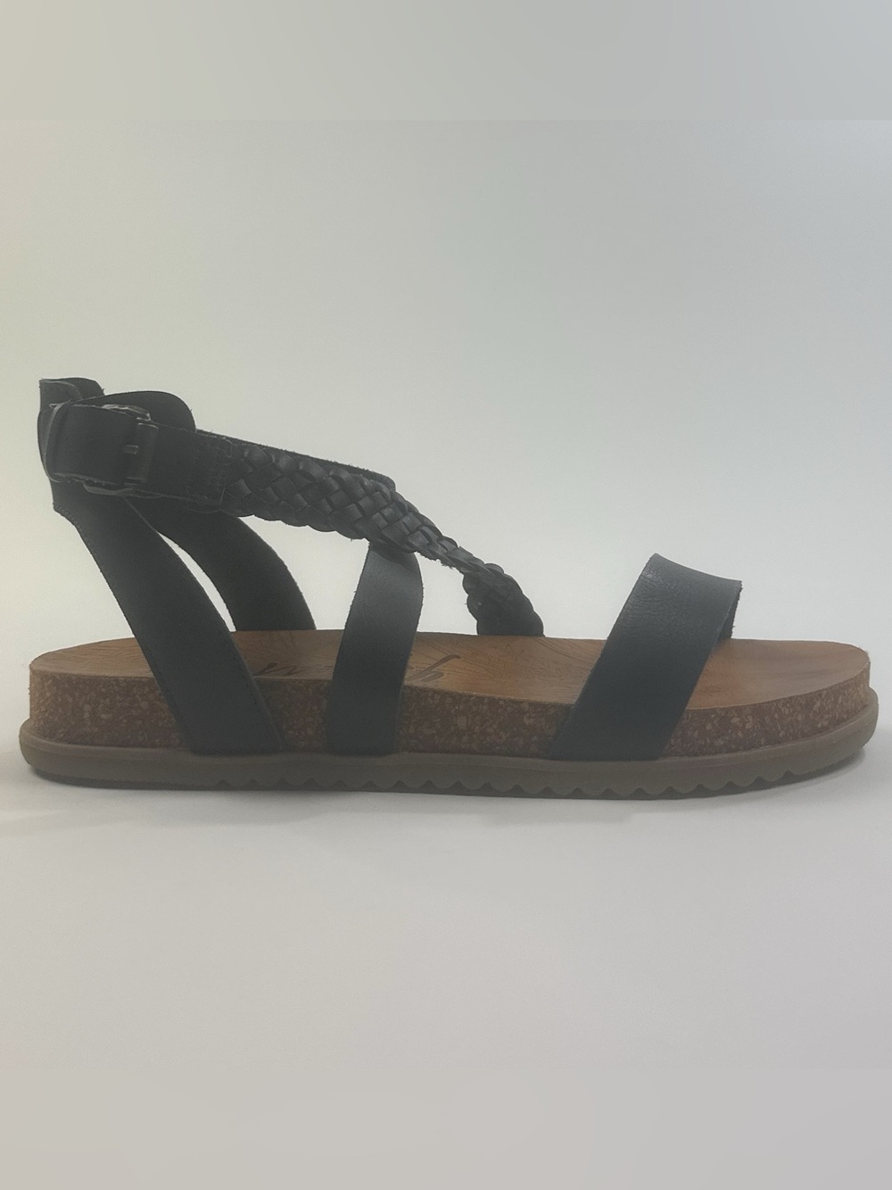 Blowfish Malibu Fern Black Dyecut Womens 9 Vegan Leather Strappy Sandals 14765